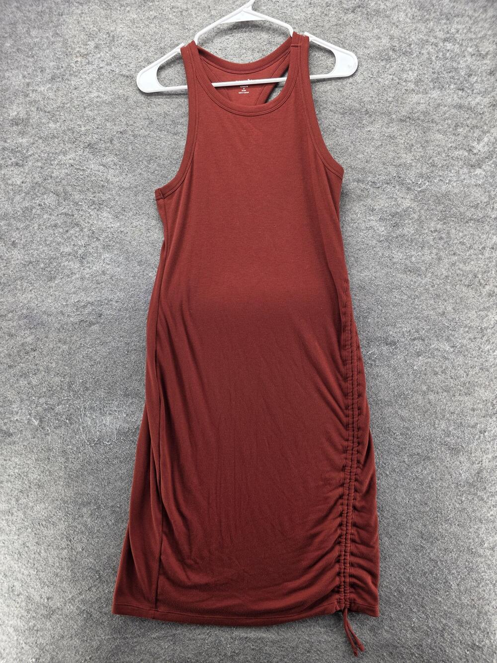 Old Navy Dress Womens M Brown Midi Tank Ruched Strappy Active Ultralite